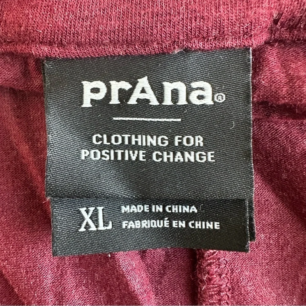 PrAna Foundation Seabrook Wrap Cardigan Sweater Open Front Maroon Heather XL